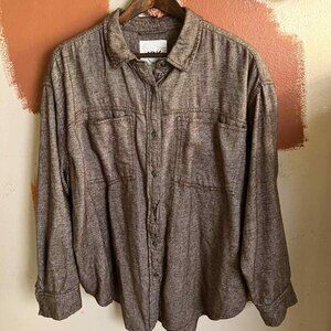 brown flannel button up